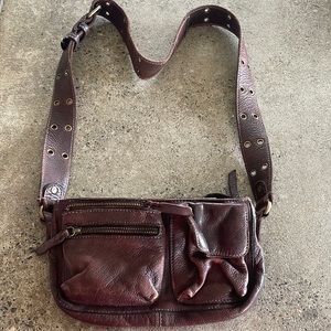 Free people wade leather sling bag cognac